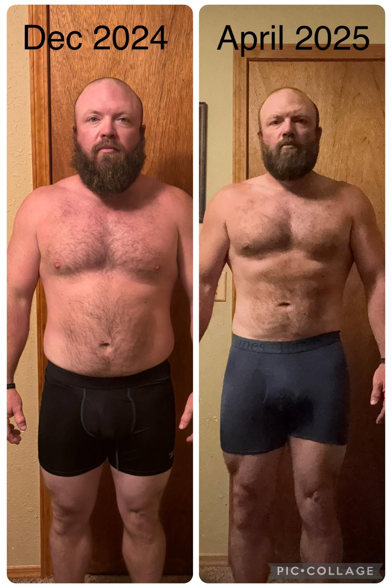 Cody Nottingham progress comparison, December 2024 to April 2025